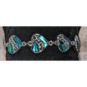 Blue And Silver Heart Shell Bracelet